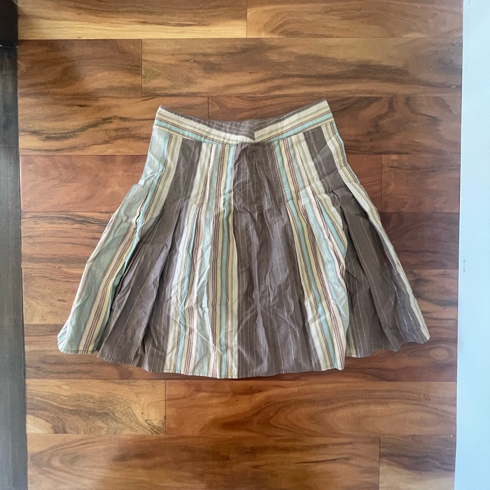 Talbots Brown and Green Pleated A-line Skirt